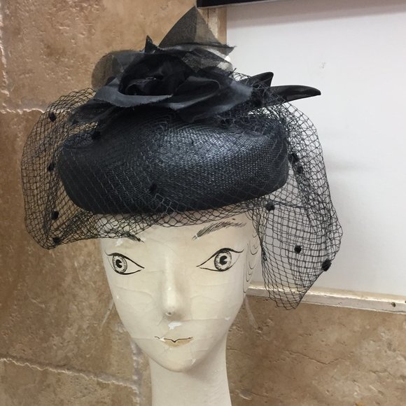 Vtg Peter Bettley Black Fascinator Hat Celebrate Wedding, Garden Party Black Tie main image 9